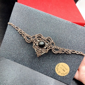 Colier Choker Elegant Micromacrame Cu Cristal Obsidian  - bijuterii - coliere - chockere - Artynos.ro