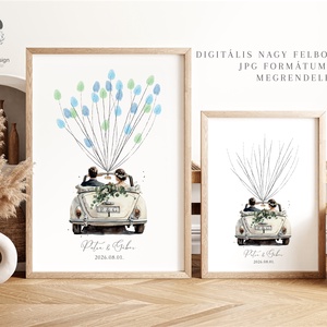 Afiș pentru ceremonie de nuntă cu amprente digitale, carte de oaspeți cu verdeață - accesorii nuntă - amintiri și cadouri de nuntă - cadou nuntă - set de ceremonie - Artynos.ro