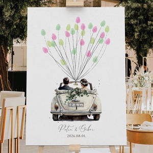 Afis pentru ceremonie de nunta cu amprente digitale, carte de oaspeti cu verdeata, Accesorii nunta, Amintiri si cadouri de nunta, Cadou nunta, Set de ceremonie, Fotografie, grafica, desen, ilustratie, ARTYNOS