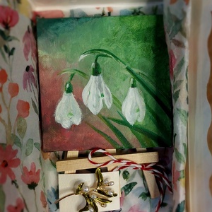 Mărțișor ghiocei - arte vizuale și accesorii  - picturi - pictură acrilică - Artynos.ro