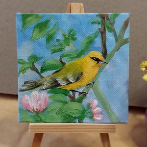 Mărțișor pasăre primăvara  - arte vizuale și accesorii  - picturi - pictură acrilică - Artynos.ro