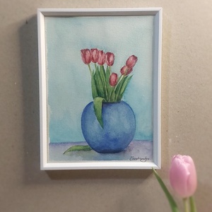 Tablou vaza cu lalele , Arte vizuale si accesorii , Picturi, Pictura acrilica, Pictura, ARTYNOS