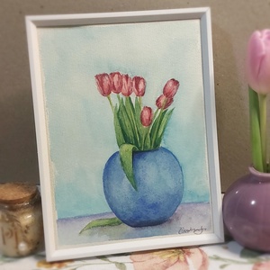 Tablou vaza cu lalele  - arte vizuale și accesorii  - picturi - pictură acrilică - Artynos.ro