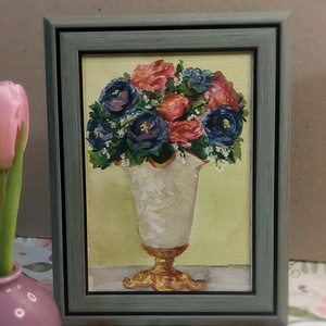 Tablou vaza cu bujori, Arte vizuale si accesorii , Picturi, Acuarele picturi, Pictura, ARTYNOS