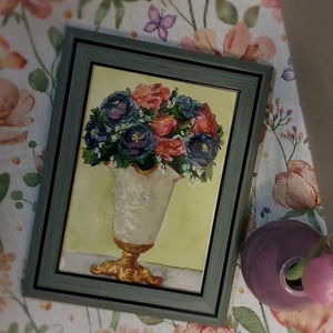 Tablou vaza cu bujori - arte vizuale și accesorii  - picturi - acuarele picturi - Artynos.ro