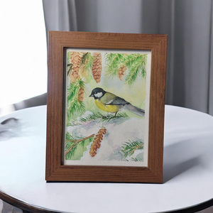 Tablou pasăre pe crenguță - arte vizuale și accesorii  - picturi - acuarele picturi - Artynos.ro