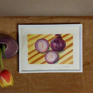 Ilustrație ceapă roșie  - arte vizuale și accesorii  - picturi - acuarele picturi - Artynos.ro