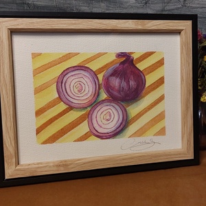 Ilustrație ceapă roșie  - arte vizuale și accesorii  - picturi - acuarele picturi - Artynos.ro