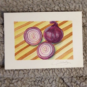 Ilustrație ceapă roșie  - arte vizuale și accesorii  - picturi - acuarele picturi - Artynos.ro