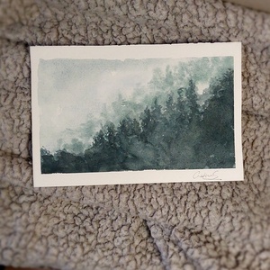 Ilustratie peisaj in ceata , Arte vizuale si accesorii , Picturi, Acuarele picturi, Pictura, ARTYNOS