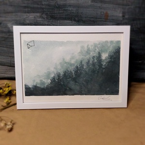 Ilustrație peisaj in ceață  - arte vizuale și accesorii  - picturi - acuarele picturi - Artynos.ro