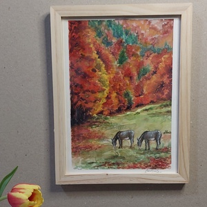 Peisaj de toamnă in culori calde - arte vizuale și accesorii  - picturi - acuarele picturi - Artynos.ro