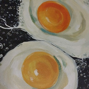 Tablou ouă prăjite  - arte vizuale și accesorii  - picturi - pictură acrilică - Artynos.ro