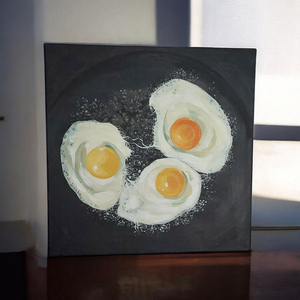 Tablou ouă prăjite  - arte vizuale și accesorii  - picturi - pictură acrilică - Artynos.ro