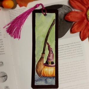 Semn de carte halloween, Carti si creatii cu tematica muzicala, cadouri, Semn de carte, Pictura, Semn de carte pictat manual pe hartie groasa. Am folosit acuarele si culori acrilice. Dimensiune 14..., ARTYNOS