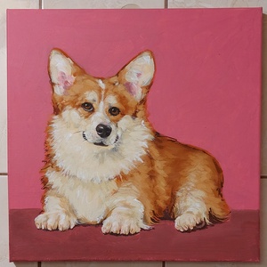 Corgi2, Arte vizuale si accesorii , Picturi, Pictura acrilica, Pictura, Acest tablou care inspira bucurie prin culorile alese, face parte dintr-o serie de 3 tablouri cu co..., ARTYNOS