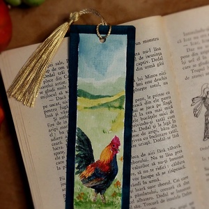 Semn de carte handmade - cocoș - cărți și creații cu tematică muzicală, cadouri - semn de carte - Artynos.ro