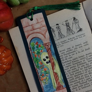 Semn de carte handmade- glowing ghost - cărți și creații cu tematică muzicală, cadouri - semn de carte - Artynos.ro