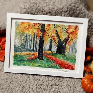 Ilustratie acuarele - padure toamna , Arte vizuale si accesorii , Grafica, ilustratie, Alte desene, Pictura, Tablou original in acuarela, pictat manual pe hartie groasa, texturata, de calitate. 
O pictura dec..., ARTYNOS