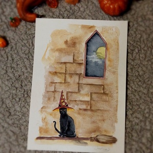 Tablou pisica de halloween - arte vizuale și accesorii  - grafică, ilustrație - alte desene - Artynos.ro