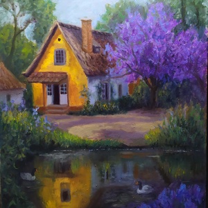 Pictura ulei ,Primavara, Arte vizuale si accesorii , Picturi, Pictura in ulei, Pictura, ARTYNOS