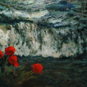 Pictura ulei Macii si marea, Arte vizuale si accesorii , Picturi, Pictura in ulei, Pictura, ARTYNOS