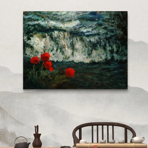 Pictură ulei Macii și marea - arte vizuale și accesorii  - picturi - pictură în ulei - Artynos.ro