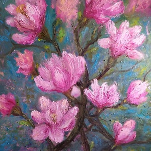 Pictură ulei Magnolii - arte vizuale și accesorii  - picturi - pictură în ulei - Artynos.ro