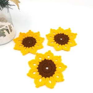 Coaster crosetat, floarea soarelui - casă & stil de viață - accesorii pentru decorat casa - suport de flori - suport flori - Artynos.ro