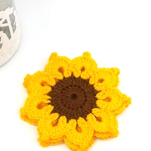 Coaster crosetat, floarea soarelui - casă & stil de viață - accesorii pentru decorat casa - suport de flori - suport flori - Artynos.ro