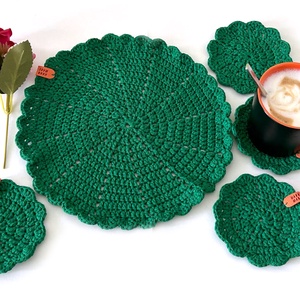 Set de suporturi crosetate manual, Casa & Stil de viata, Accesorii pentru echipamente de bucatarie, Accesorii de servire, Vesela, farfurii, Crosetat, ARTYNOS