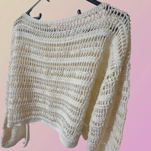 White Openwork Crochet Sweater  - îmbrăcăminte și modă - haine damă - bluze damă - Artynos.ro