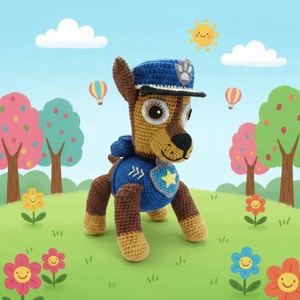 Chase - Paw Patrol, Jucarii si echipamente pentru copii, Plusuri, Caine de plus, Crosetat, ARTYNOS