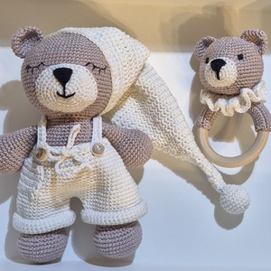 Set Crosetat Manual - Ursulet Somnuros si Jucarie Dentara, Jucarii si echipamente pentru copii, Plusuri, Ursulet de plus, Crosetat, ARTYNOS