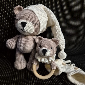 Set Croșetat Manual - Ursuleț Somnuros și Jucărie Dentară - jucării și echipamente pentru copii - plușuri - ursuleț de pluș - Artynos.ro