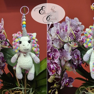 Breloc unicorn croșetat handmade - genți și portofele - accesorii genți - breloc - Artynos.ro