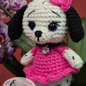 Breloc cățeluș dalmațian croșetat handmade - genți și portofele - accesorii genți - breloc - Artynos.ro