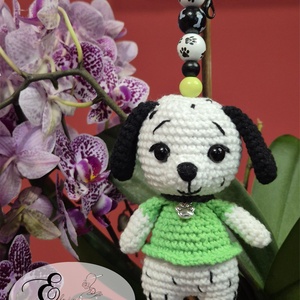 Breloc cățeluș dalmațian croșetat handmade - genți și portofele - accesorii genți - breloc - Artynos.ro