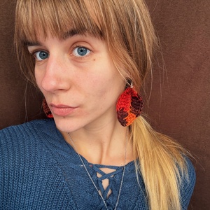 Cercei in forma de frunza - bijuterii - cercei - cercei croșetați - Artynos.ro