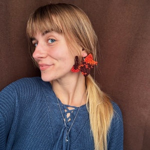 Cercei frunze - bijuterii - cercei - cercei croșetați - Artynos.ro