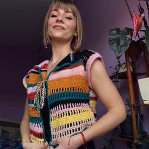 Vesta colorata - îmbrăcăminte și modă - haine damă - vestă femei - Artynos.ro