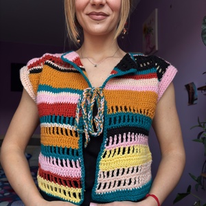 Vesta colorata - îmbrăcăminte și modă - haine damă - vestă femei - Artynos.ro