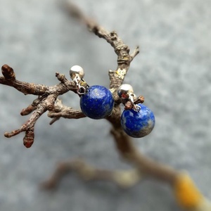 Cercei argintați 925 cu Lapis Lazuli , Bijuterii, Cercei, Cercei rotunzi, Confecționarea bijuteriilor, ARTYNOS