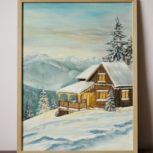 seara de iarna, Arte vizuale si accesorii , Picturi, Pictura in ulei, Pictura, ARTYNOS