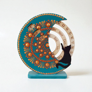 Mini cicás öröknaptár - türkiz-vörösarany, Casa & Stil de viata, Accesorii pentru decorat casa, Decoratiuni de masa si decoratiuni pentru rafturi , Decoratiuni de masa, Obiecte pictate, ARTYNOS