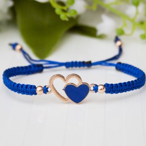 Bratara macramé impletita - Hearts albastru inchis, , , ARTYNOS