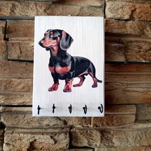 Breloc de perete din lemn cu câine dachshund - casă & stil de viață - accesorii pentru decorat casa - decorațiuni de pereți, decorațiuni suspendate - suport pentru chei - Artynos.ro