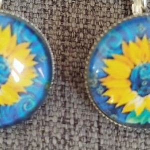 Cercei cu închizătoare franceză inspirați de Van Gogh, cu accesorii din oțel medical -  - Artynos.ro