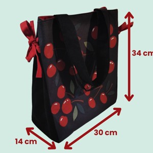 Geantă de vară Cherry canvas cu căptușeală roșie -  - Artynos.ro