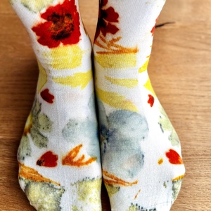 Sosete din lana imprimate vegetal, Imbracaminte si moda, Pantofi, papuci, sosete, Sosete, sosete de genunchi, Aranjament de flori, Vopsirea matasei, ARTYNOS